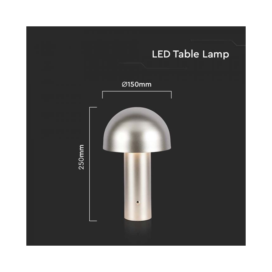 LED Dimbare oplaadbare touch tafellamp LED/1W/5V 3000-6000K 1800 mAh goud