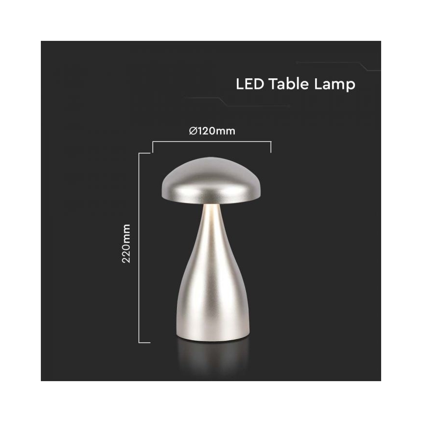 LED Dimbare oplaadbare touch tafellamp LED/1W/5V 3000-6000K 1800 mAh zilver