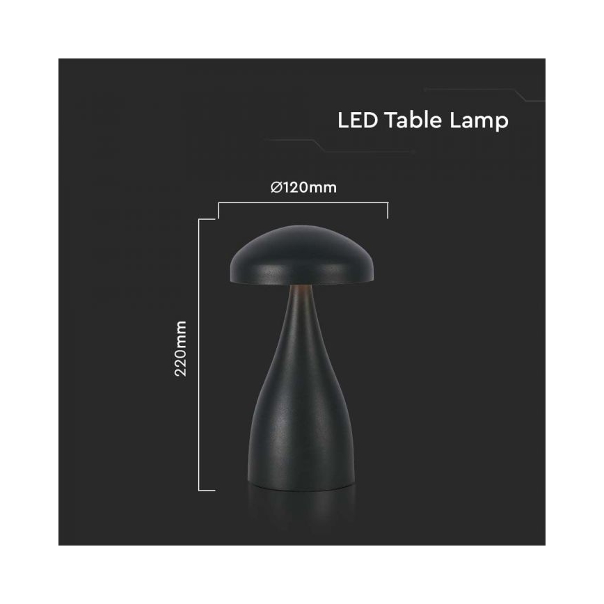 LED Dimbare oplaadbare touch tafellamp LED/1W/5V 3000-6000K 1800 mAh zwart