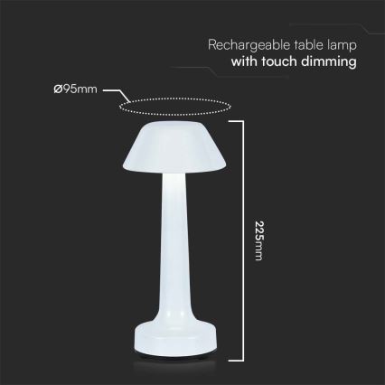 LED Dimbare oplaadbare touch tafellamp LED/1W/5V 3000-6000K 1800 mAh wit