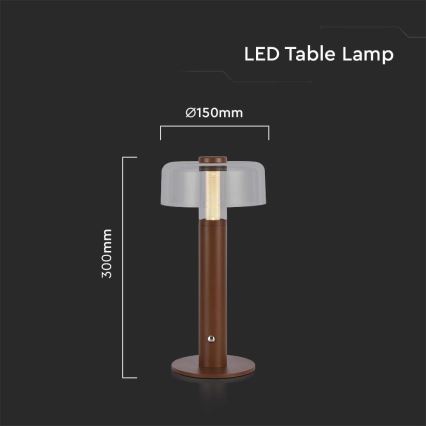 LED Dimbare oplaadbare touch tafellamp LED/1W/5V 3000K 1800 mAh bruin