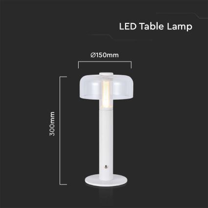 LED Dimbare oplaadbare touch tafellamp LED/1W/5V 3000K 1800 mAh wit