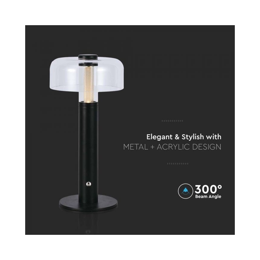 LED Dimbare oplaadbare touch tafellamp LED/1W/5V 3000K 1800 mAh zwart