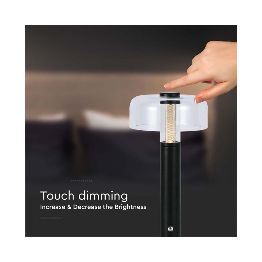 LED Dimbare oplaadbare touch tafellamp LED/1W/5V 3000K 1800 mAh zwart