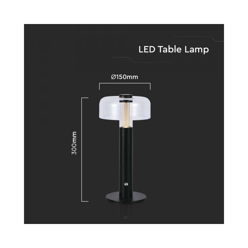 LED Dimbare oplaadbare touch tafellamp LED/1W/5V 3000K 1800 mAh zwart