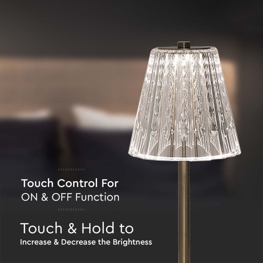 LED Dimbare oplaadbare touch tafellamp LED/2,4W/5V 3000-6000K 1800 mAh glanzend chroom