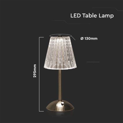 LED Dimbare oplaadbare touch tafellamp LED/2,4W/5V 3000-6000K 1800 mAh glanzend chroom