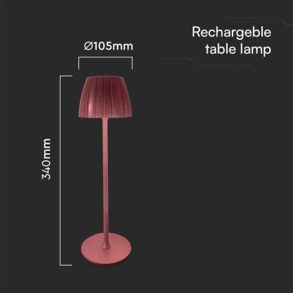 LED Dimbare oplaadbare touch tafellamp LED/2,7W/5V 3000/4000/6000K 1800 mAh bruin