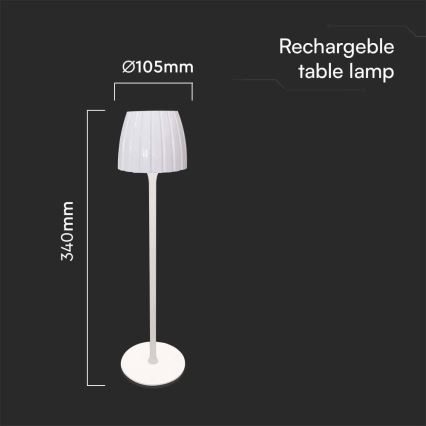 LED Dimbare oplaadbare touch tafellamp LED/2,7W/5V 3000/4000/6000K 1800 mAh wit