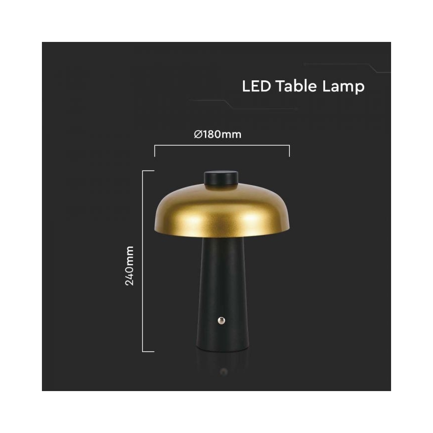 LED Dimbare oplaadbare touch tafellamp LED/3W/5V 3000-6000K 1800 mAh zwart/goud