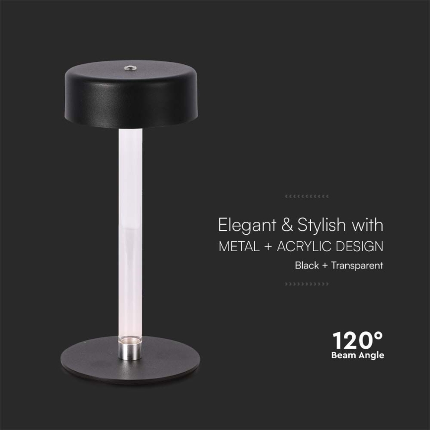 LED Dimbare oplaadbare touch tafellamp LED/3W/5V 3000-6000K 2400 mAh zwart