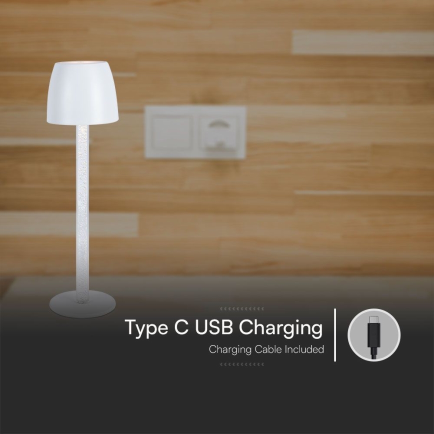 LED Dimbare oplaadbare touch tafellamp LED/3W/5V 3000K 1800 mAh wit