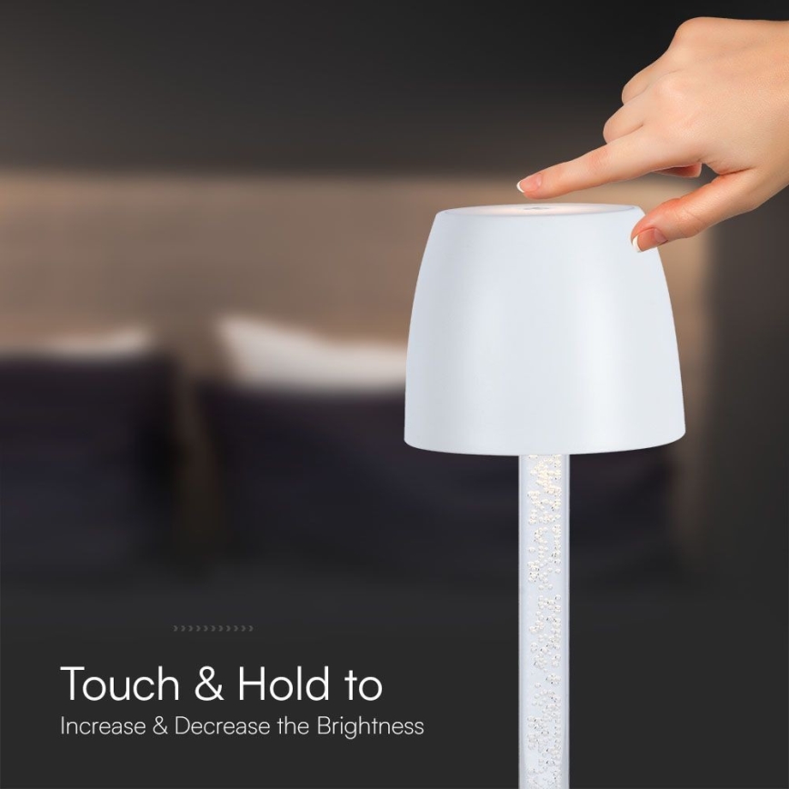 LED Dimbare oplaadbare touch tafellamp LED/3W/5V 3000K 1800 mAh wit