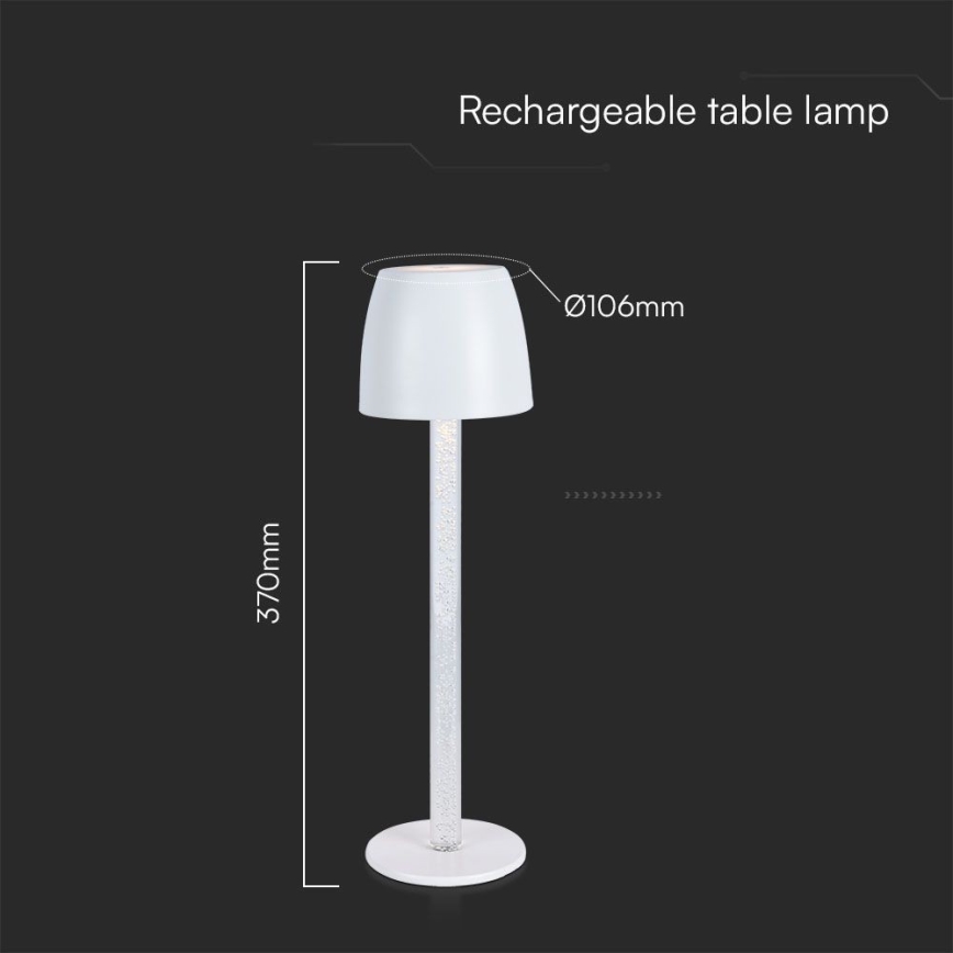 LED Dimbare oplaadbare touch tafellamp LED/3W/5V 3000K 1800 mAh wit