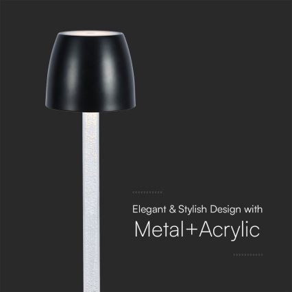 LED Dimbare oplaadbare touch tafellamp LED/3W/5V 3000K 1800 mAh zwart