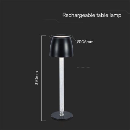 LED Dimbare oplaadbare touch tafellamp LED/3W/5V 3000K 1800 mAh zwart