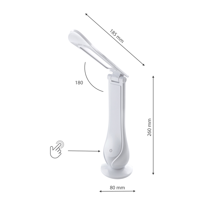 LED Dimbare oplaadbare tafellamp LILLY LED/4W/5V 1200 mAh wit