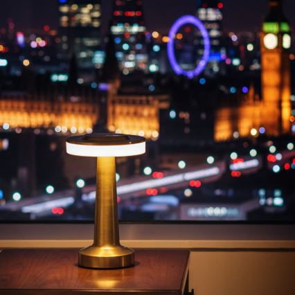 Dimbare oplaadbare LED-tafellamp LONDON LED/2W/5V 2700K/4000K/6500K 400 mAh goudkleurig