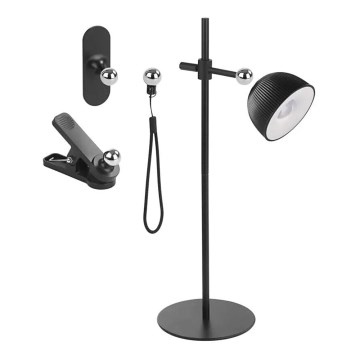 LED Dimbare oplaadbare tafellamp magnetisch 4in1 LED/4,2W/3,7V 4000K 1200mAh zwart