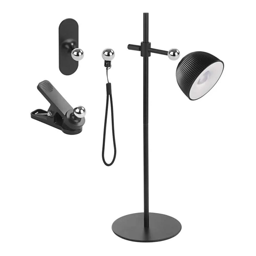 LED Dimbare oplaadbare tafellamp magnetisch 4in1 LED/4,2W/3,7V 4000K 1200mAh zwart