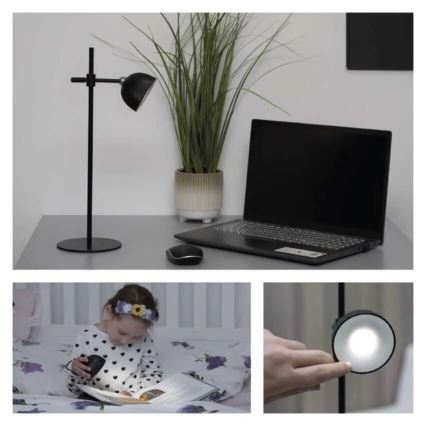 LED Dimbare oplaadbare tafellamp magnetisch 4in1 LED/4,2W/3,7V 4000K 1200mAh zwart