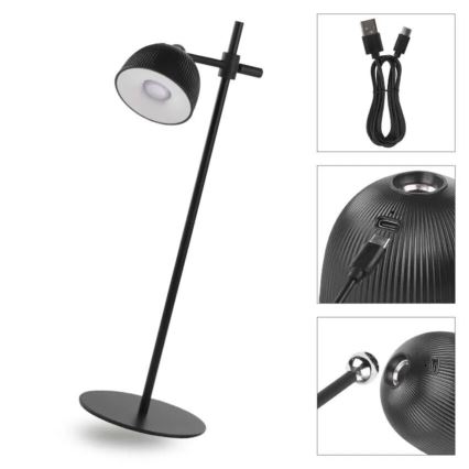 LED Dimbare oplaadbare tafellamp magnetisch 4in1 LED/4,2W/3,7V 4000K 1200mAh zwart