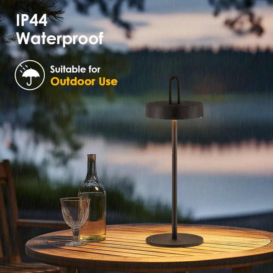 LED Dimbare buiten oplaadbare tafellamp met aanraakbediening SHINE LED/1,5W/3,7V 3000 mAh IP44 zwart