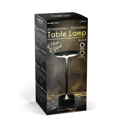 LED dimbare oplaadbare bureaulamp NEW YORK LED/1,8W/5V 2700K/4000K/6500K 1200 mAh zwart