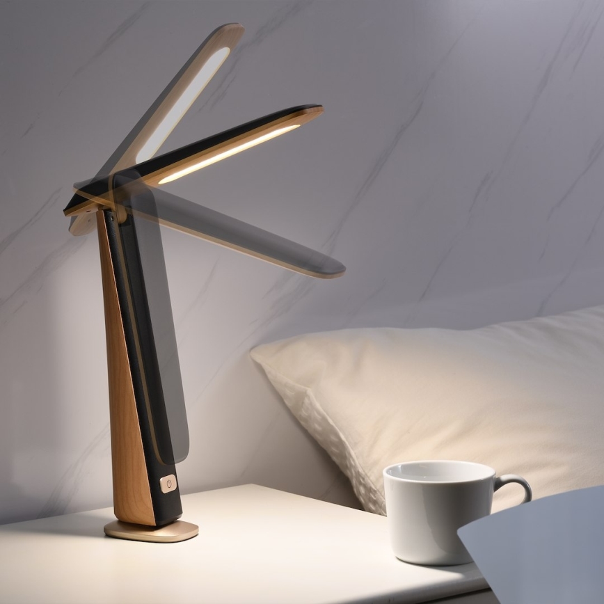 TOP LED dimbare oplaadbare tafellamp 4W/5V 1800 mAh 3000/4000/5000K bruin/zwart