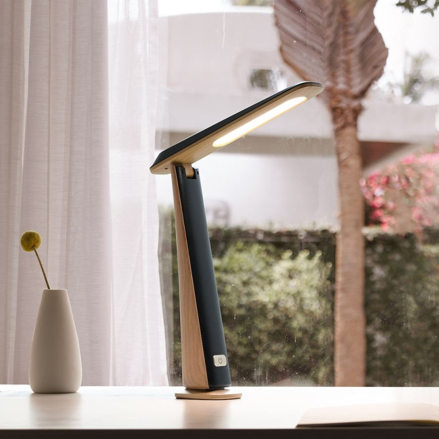 TOP LED dimbare oplaadbare tafellamp 4W/5V 1800 mAh 3000/4000/5000K bruin/zwart