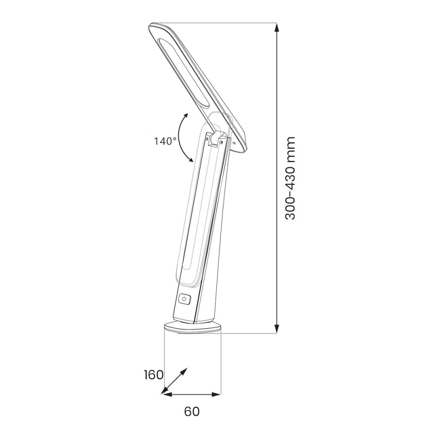 TOP LED dimbare oplaadbare tafellamp 4W/5V 1800 mAh 3000/4000/5000K bruin/zwart