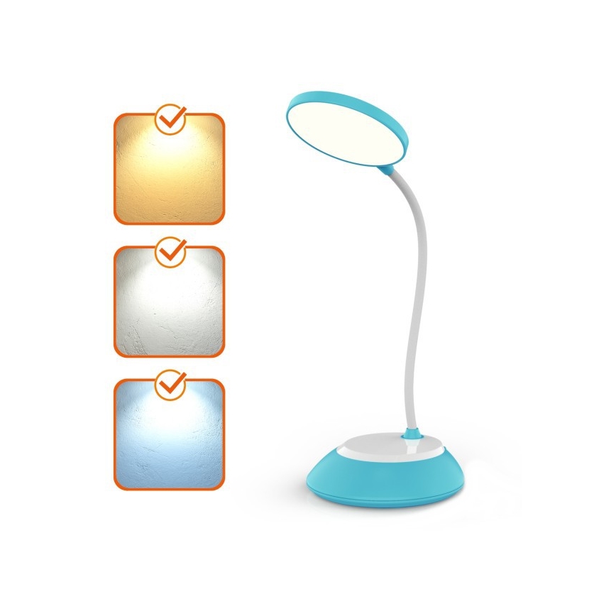 LED Dimbare oplaadbare tafellamp VISUA LED/5W/5V 3000-5000K 1200 mAh blauw