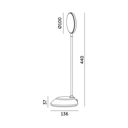 LED Dimbare oplaadbare tafellamp VISUA LED/5W/5V 3000-5000K 1200 mAh grijs
