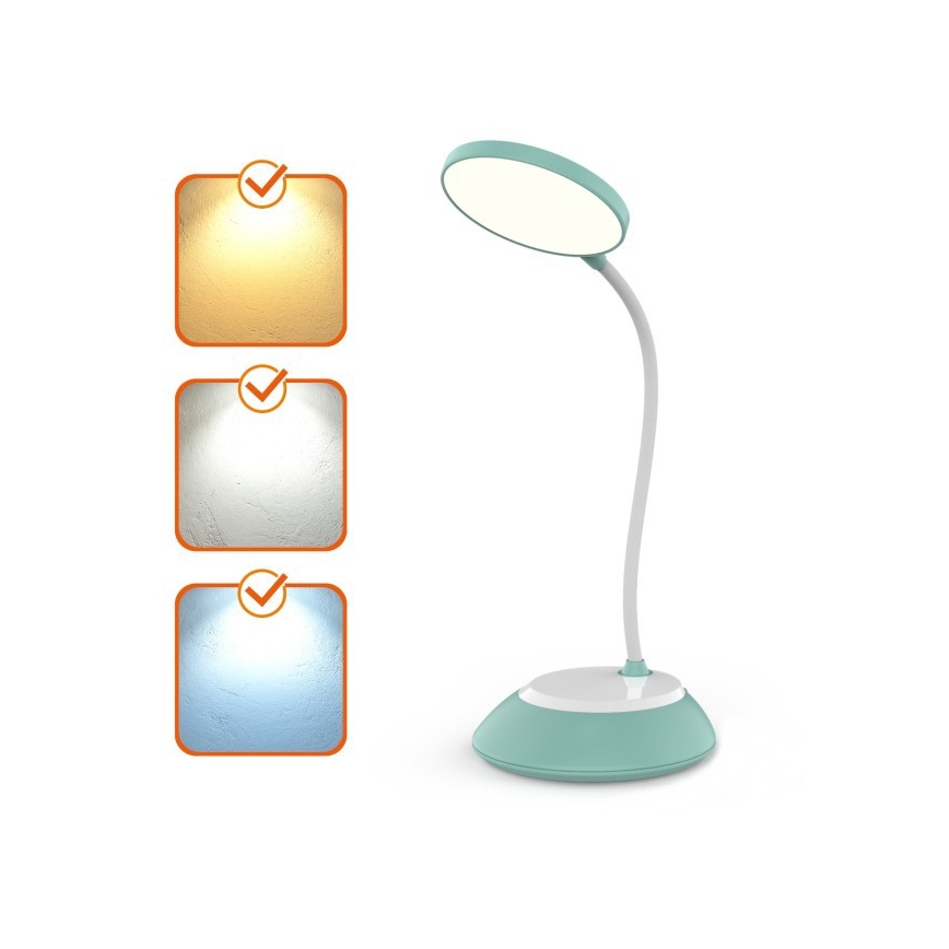 LED Dimbare oplaadbare tafellamp VISUA LED/5W/5V 3000-5000K 1200 mAh turquoise