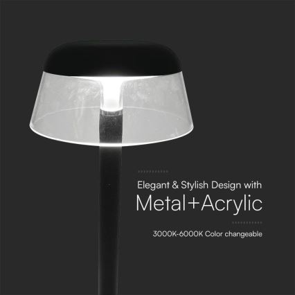 LED Dimbare oplaadbare touch tafellamp LED/3W/5V 3000-6000K 1800 mAh zwart