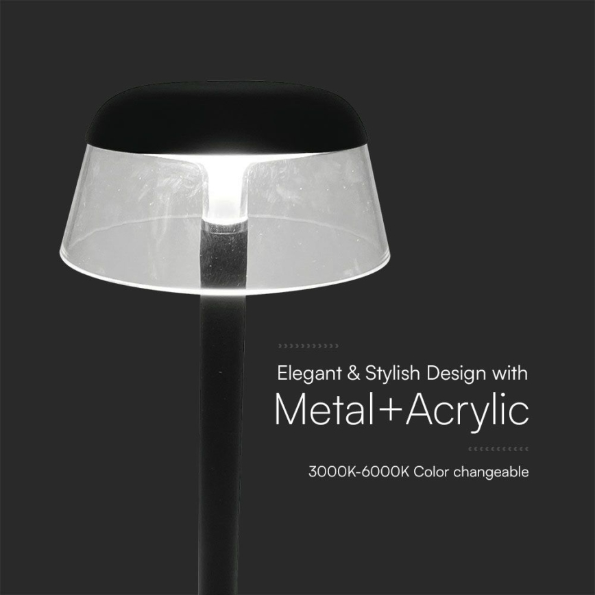 LED Dimbare oplaadbare touch tafellamp LED/3W/5V 3000-6000K 1800 mAh zwart