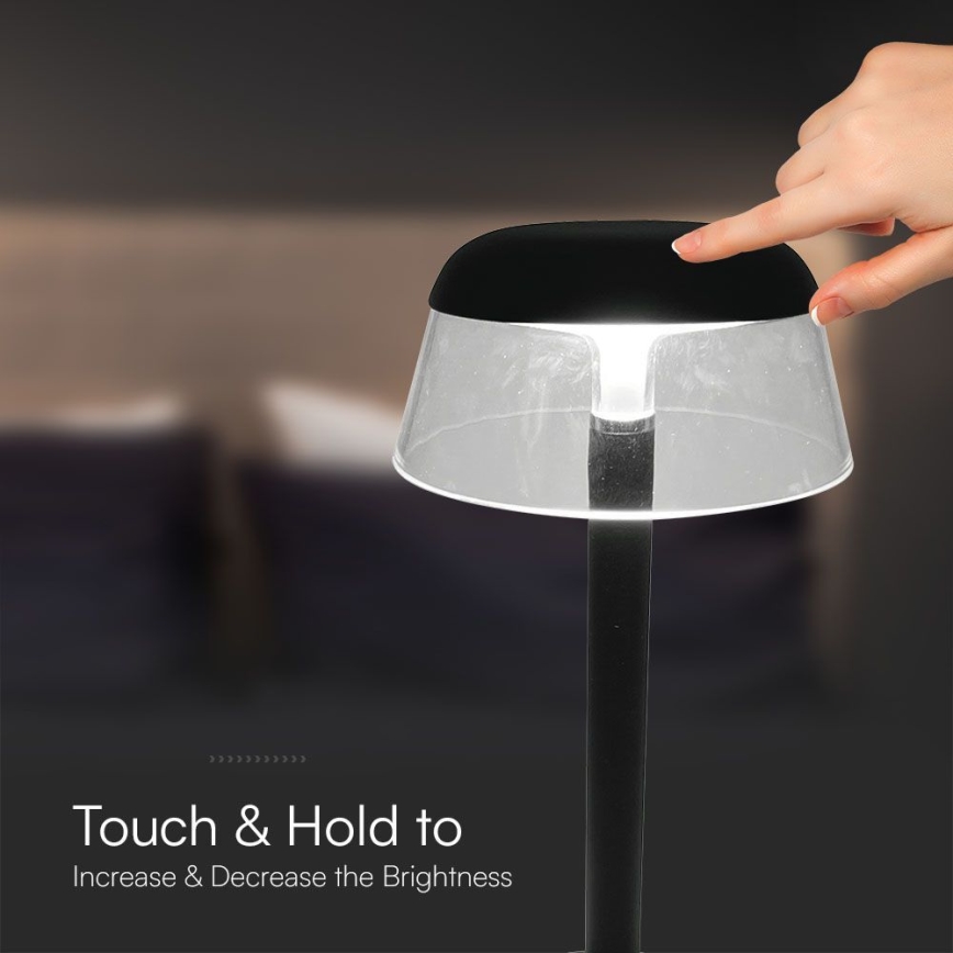 LED Dimbare oplaadbare touch tafellamp LED/3W/5V 3000-6000K 1800 mAh zwart
