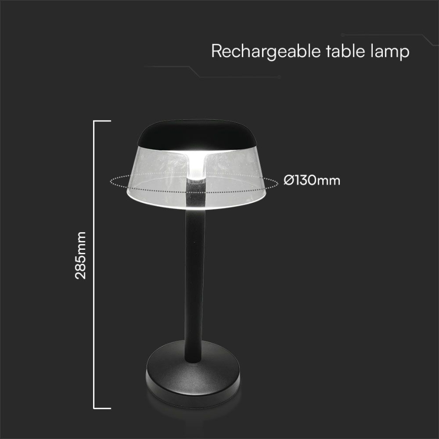 LED Dimbare oplaadbare touch tafellamp LED/3W/5V 3000-6000K 1800 mAh zwart