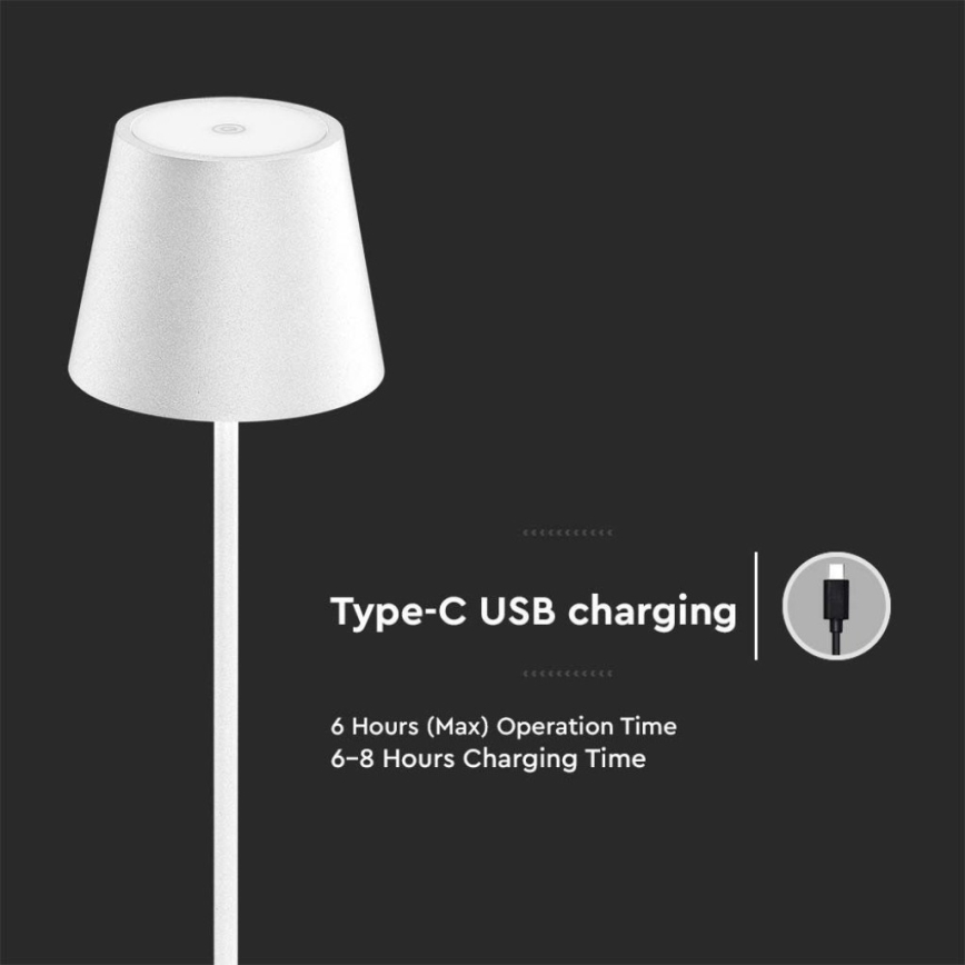 LED Dimbare oplaadbare vloerlamp 3in1 LED/4W/5V 4400 mAh 3000K IP54 wit
