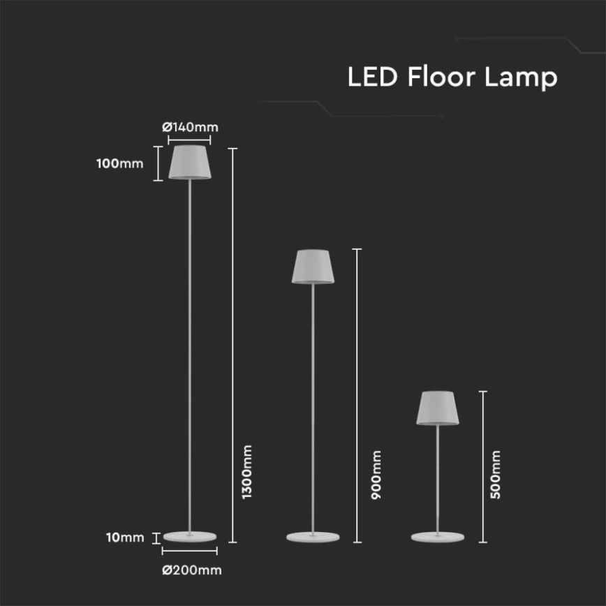 LED Dimbare oplaadbare vloerlamp 3in1 LED/4W/5V 4400 mAh 3000K IP54 wit