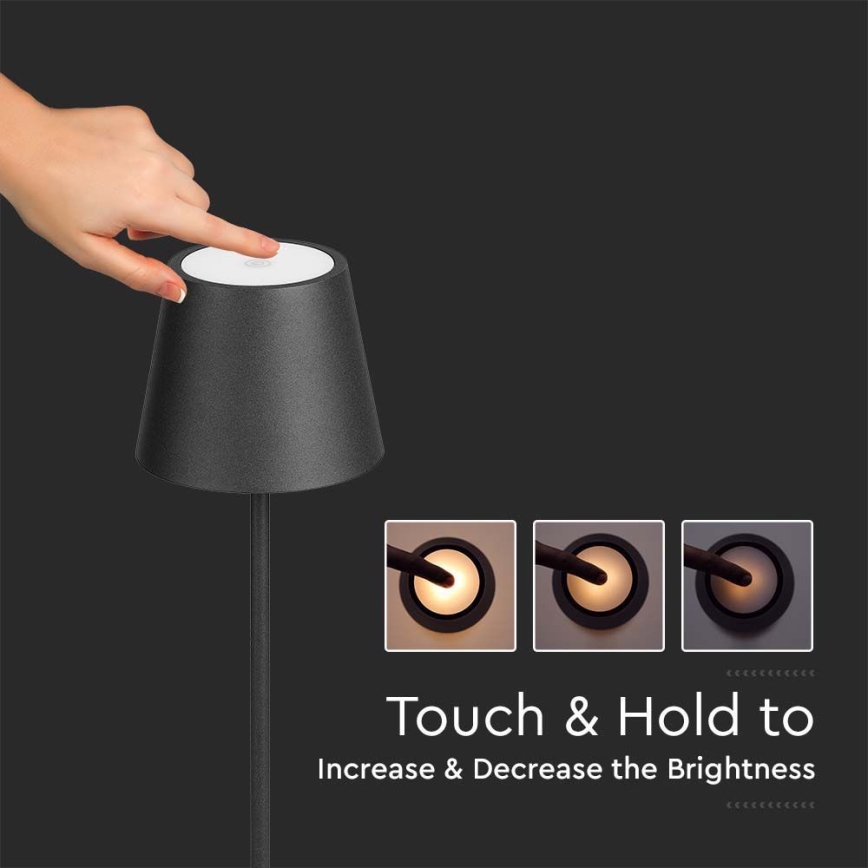 LED Dimbare oplaadbare vloerlamp 3in1 LED/4W/5V 4400 mAh 3000K IP54 zwart