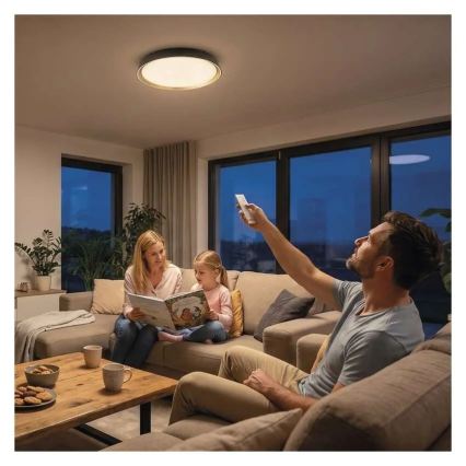 LED dimbare plafondlamp ILVI LED/30W/230V 2700-6500K diameter 40 cm zwart/messing + afstandsbediening