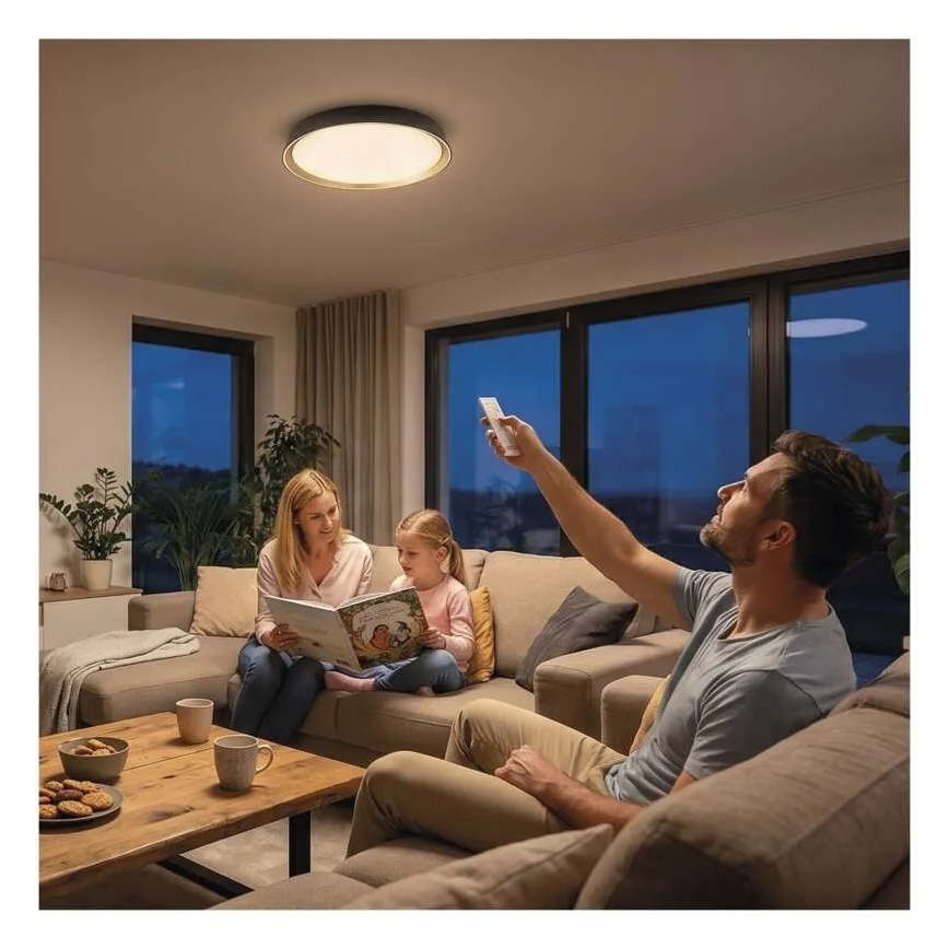 LED dimbare plafondlamp ILVI LED/30W/230V 2700-6500K diameter 40 cm zwart/messing + afstandsbediening