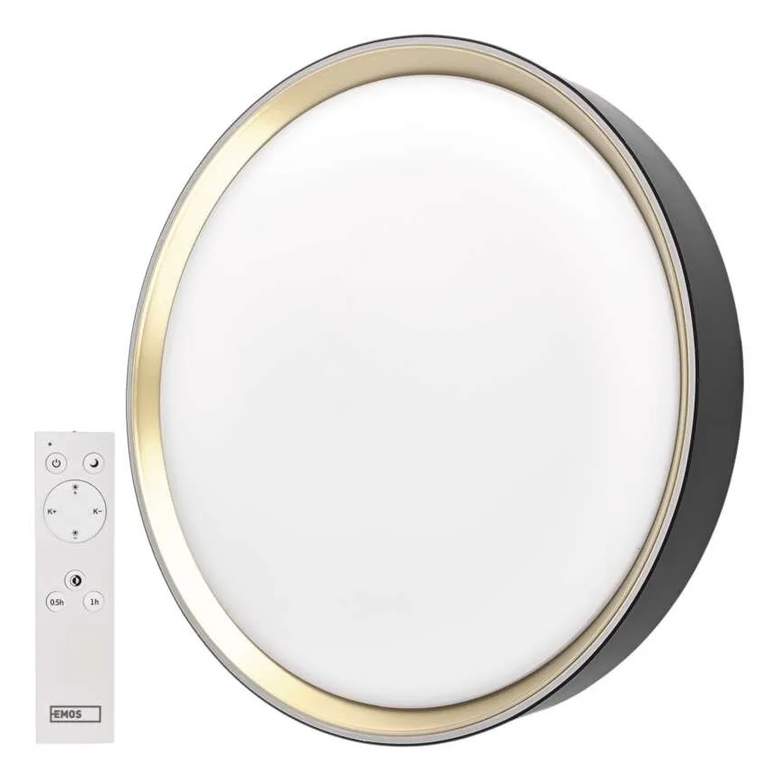 LED dimbare plafondlamp ILVI LED/30W/230V 2700-6500K diameter 40 cm zwart/messing + afstandsbediening