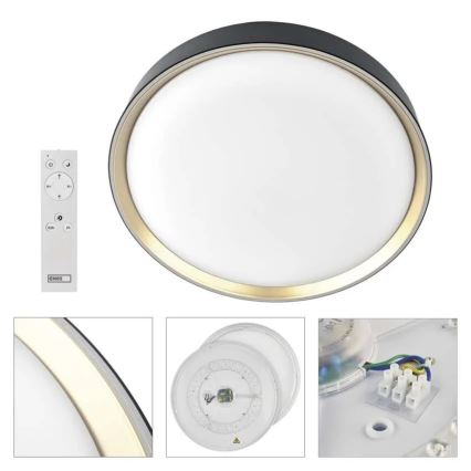 LED dimbare plafondlamp ILVI LED/30W/230V 2700-6500K diameter 40 cm zwart/messing + afstandsbediening