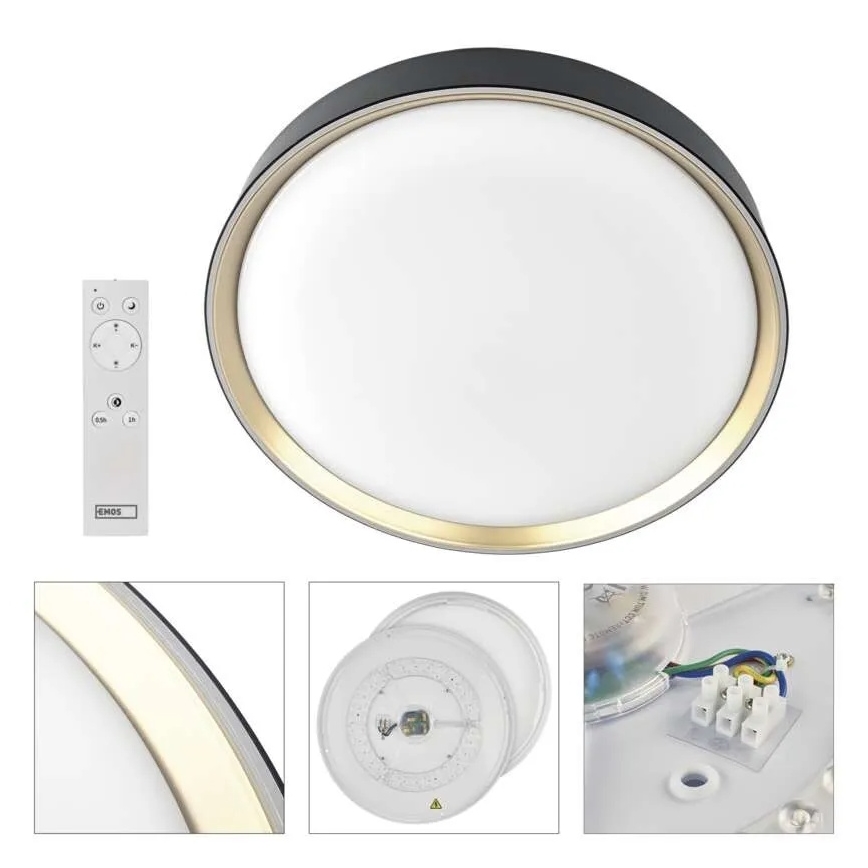 LED dimbare plafondlamp ILVI LED/30W/230V 2700-6500K diameter 40 cm zwart/messing + afstandsbediening