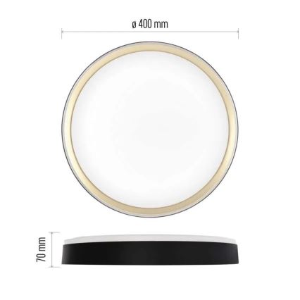 LED dimbare plafondlamp ILVI LED/30W/230V 2700-6500K diameter 40 cm zwart/messing + afstandsbediening