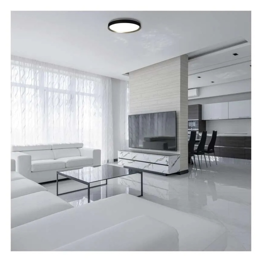 LED-dimbare plafondlamp ILVI LED/45W/230V 2700–6500K Ø 50 cm zwart/messing + afstandsbediening
