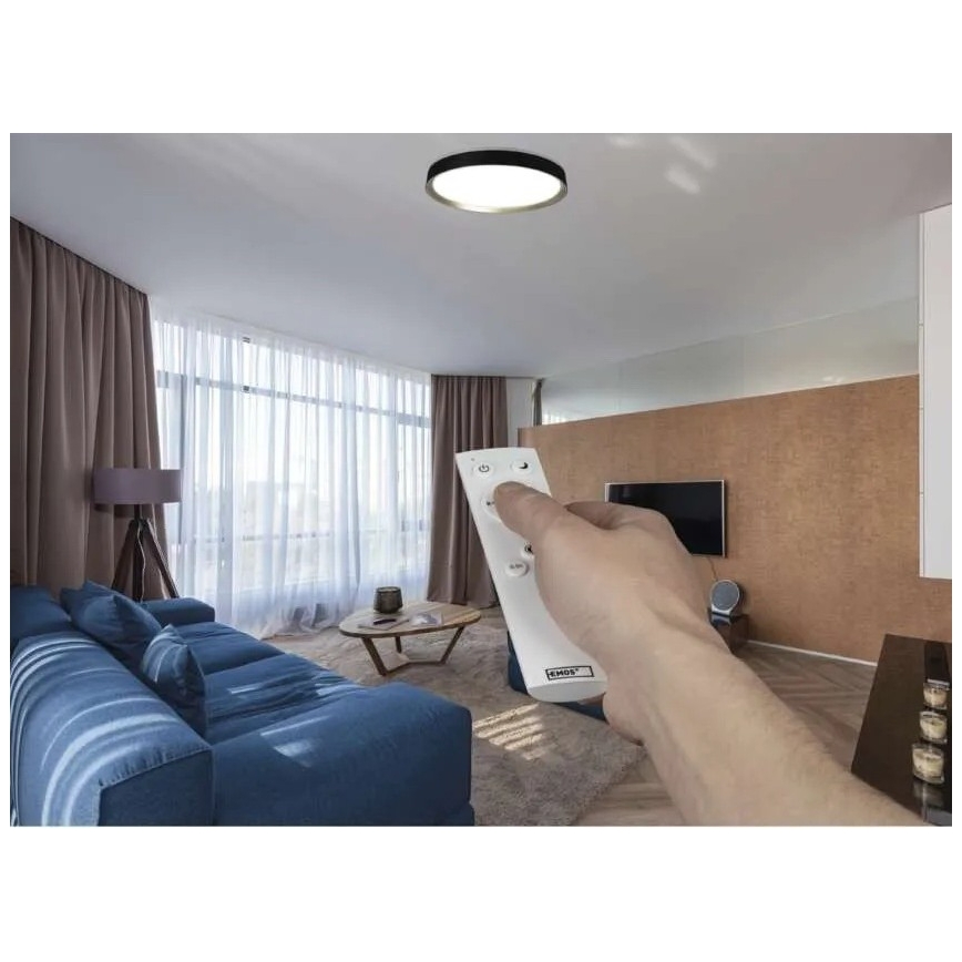 LED-dimbare plafondlamp ILVI LED/45W/230V 2700–6500K Ø 50 cm zwart/messing + afstandsbediening
