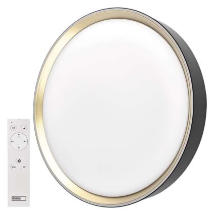 LED-dimbare plafondlamp ILVI LED/45W/230V 2700–6500K Ø 50 cm zwart/messing + afstandsbediening